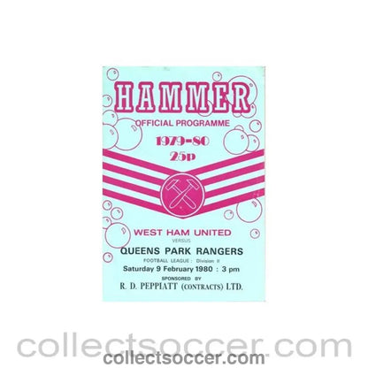 1980 - West Ham United v Queen's Park Rangars official programme 09/02/1980 Football League - Collect Soccer