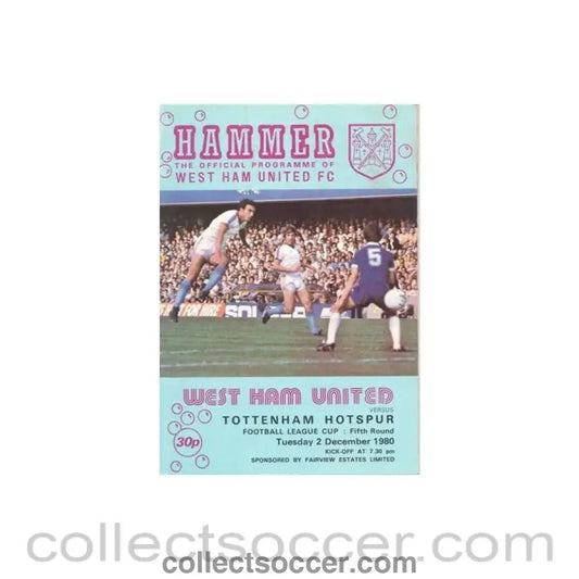1980 - West Ham United v Tottenham Hotspur official programme 02/12/1980 Football League - Collect Soccer