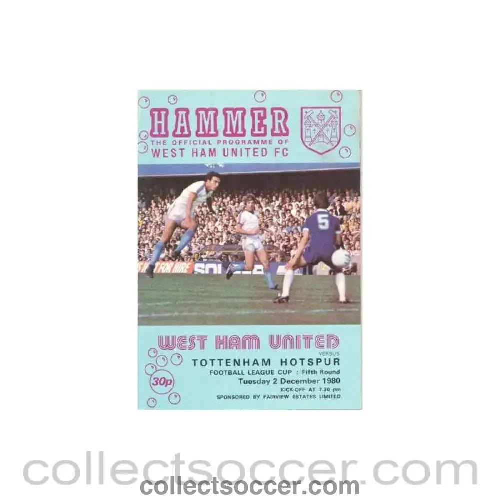 1980 - West Ham United v Tottenham Hotspur official programme 02/12/1980 Football League - Collect Soccer
