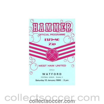 1980 - West Ham United v Watford official programme 12/01/1980 Football League - Collect Soccer