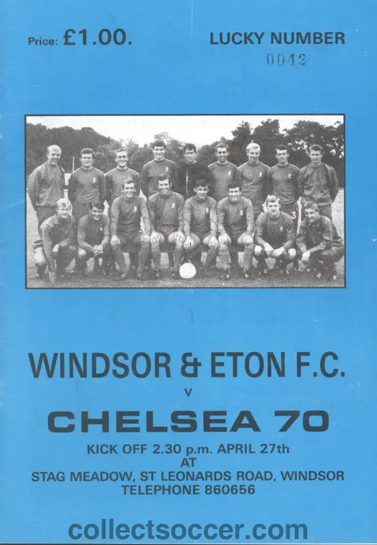 1980 Windsor & Eton v Chelsea 70 official programme 27/04/1980