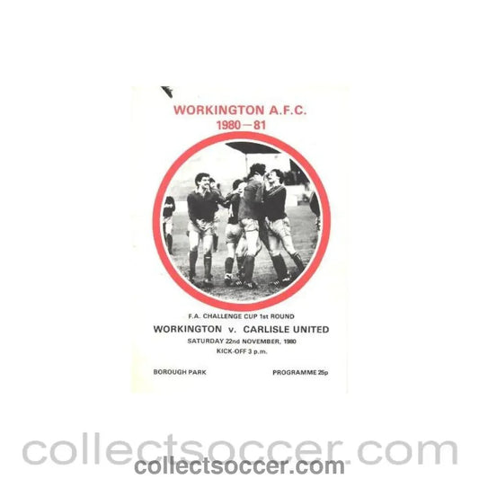 1980 - Workington v Carlisle United official programme 22/11/1980 F.A. Cup - Collect Soccer