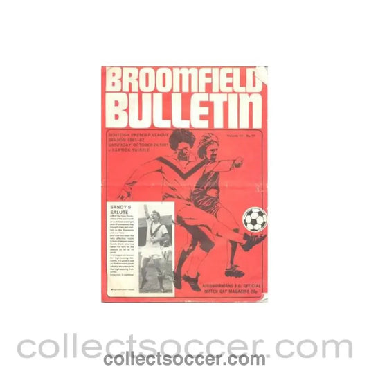1981 - Airdrieonians v Partick Thistle official programme 24/10/1981 Scottish Premier League - Collect Soccer