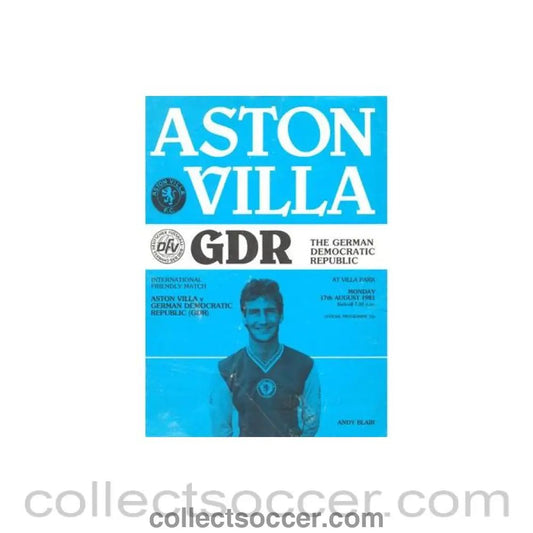 1981 - Aston Villa v East Germany official programme 17/08/1981 International Friendly - Collect Soccer