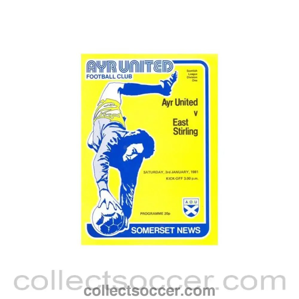 1981 - Ayr United v East Stirling official programme 03/01/1981 Scottish League Cup - Collect Soccer