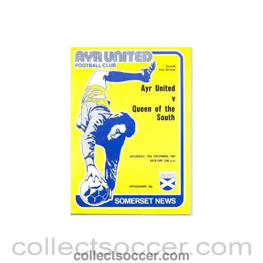 1981 - Ayr United v Queen of the South official programme 19/12/1981 - Collect Soccer