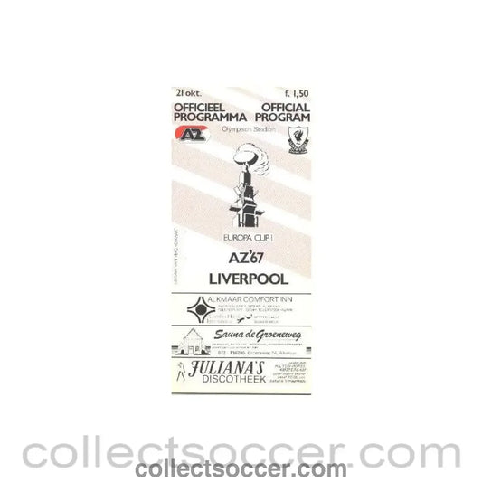 1981 - AZ'67 v Liverpool official programme 1981 - 82 match of the European Cup - Collect Soccer