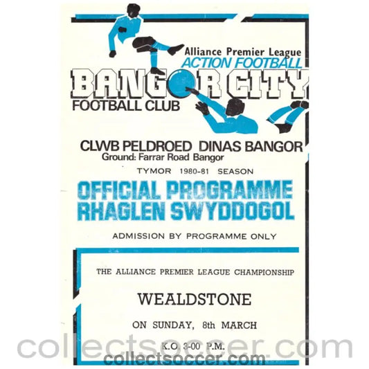 1981 Bangor City v Wealdstone Football Programme - Collect Soccer