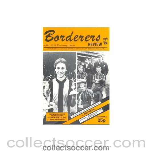 1981 - Berwick Rangers v Aberdeen official programme 23/09/1981 Scottish League Cup Quarter - Final - Collect Soccer