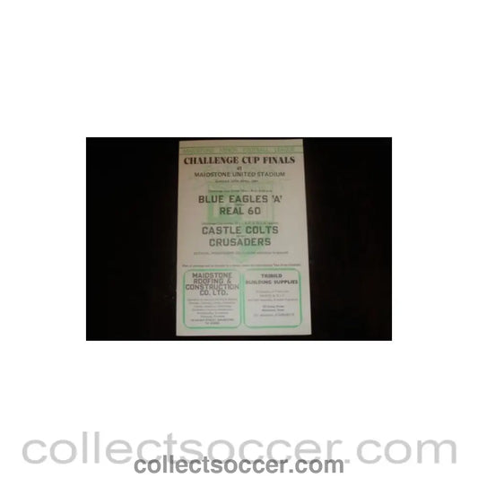 1981 - Blue Eagles 'A' v Real 60 and Castle Colts v Crusaders official programme 12/04/1981 - Collect Soccer