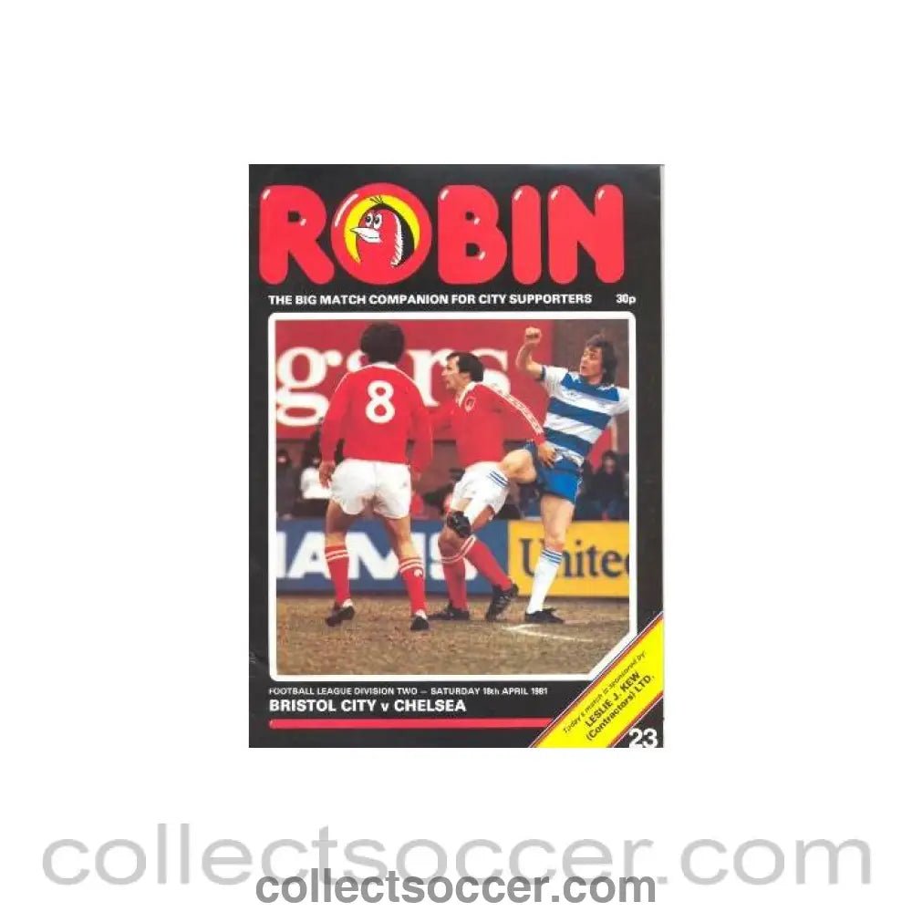 1981 - Bristol City vChelsea official programme 18/04/1981 - Collect Soccer