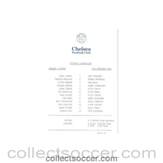 1981 - Chelsea Reserves v Leyton Orient Reserves official programme 25/11/1981