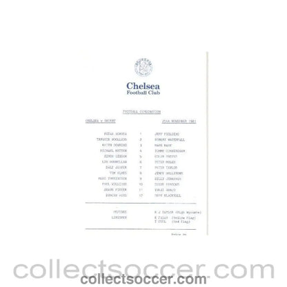 1981 - Chelsea Reserves v Leyton Orient Reserves official programme 25/11/1981