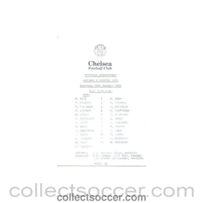 1981 - Chelsea v Bristol City official programme 10/01/1981 Reserves