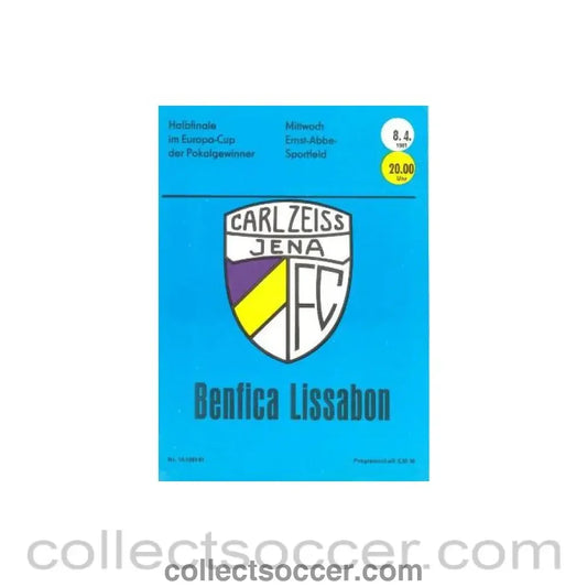 1981 Cup Winners Cup Semi-Final Carl Zeiss Jena v Benfica official programme 08/04/1981