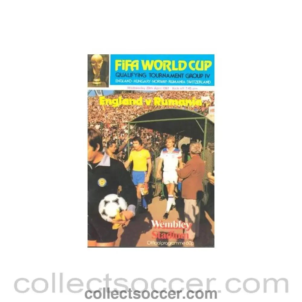 1981 England v Rumania official programme 29/04/1981 - Collect Soccer