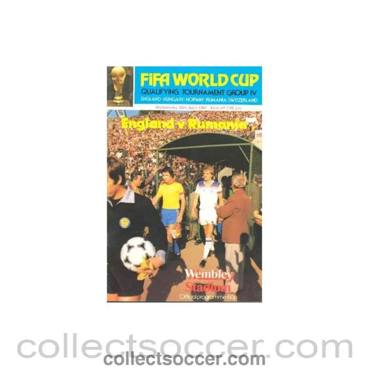 1981 England v Rumania official programme 29/04/1981 - Collect Soccer