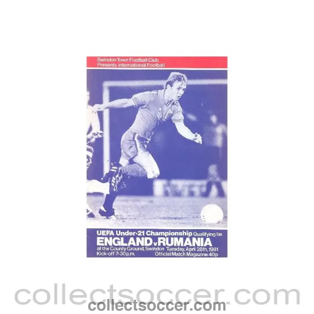 1981 England v Rumania U21 official programme 28/04/1981 - Collect Soccer