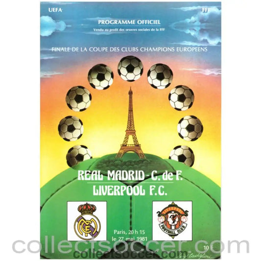 1981 European Cup Final Liverpool v Real Madrid Official Programme - Collect Soccer