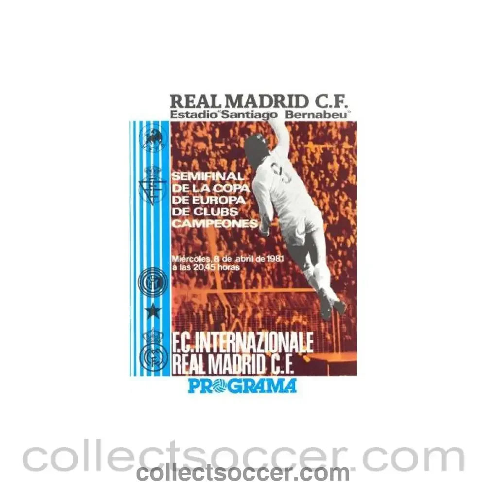 1981 European Cup Semi-Final Real Madrid v Inter Milan official programme 08/04/1981