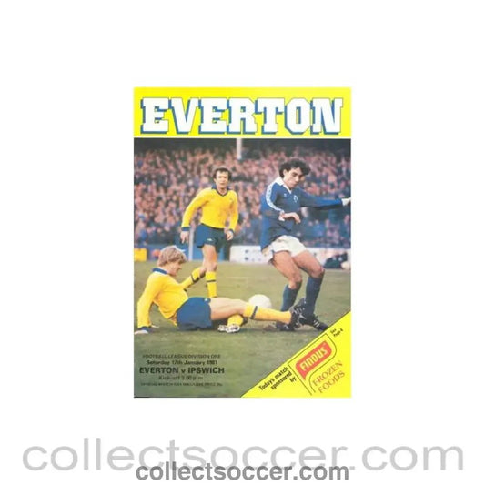 1981 - Everton v Ipswich official programme 17/01/1981 Football League - Collect Soccer