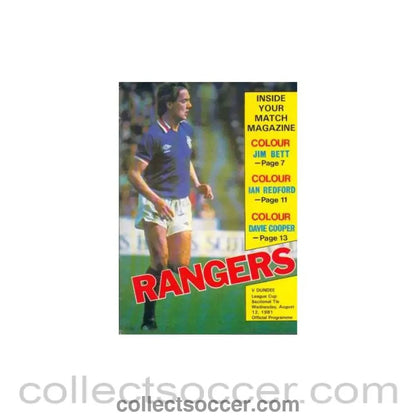 1981 - Glasgow Rangers V Dundee 12/08/1981 - Collect Soccer