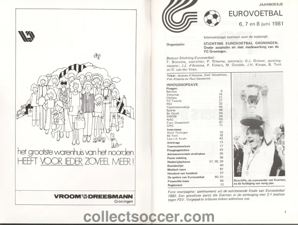 1981 Groningen Youth Tournament - Participants included Chelsea, Benfica, PSV, Fortuna, Twente - Collect Soccer