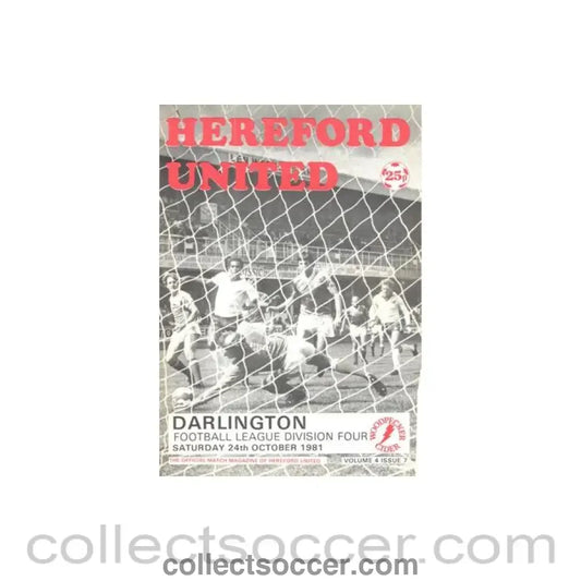 1981 - Hereford United v Darlington official programme 24/10/1981 Football League