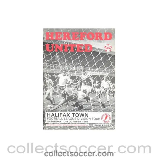 1981 - Hereford United v Halifax Town official programme 10/10/1981 Football League - Collect Soccer
