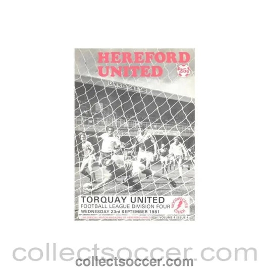 1981 - Hereford United v Torquay United official programme 23/09/1981 Football League - Collect Soccer