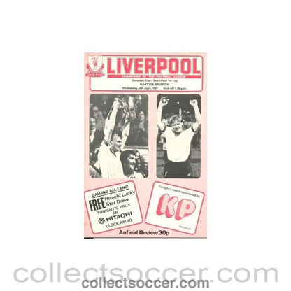 1981 - Liverpool v Bayern Munich official programme 08/04/1981 European Cup Semi - Final - Collect Soccer