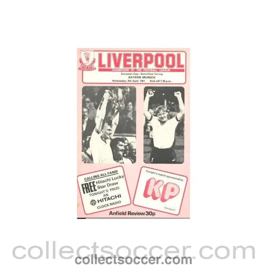 1981 - Liverpool v Bayern Munich official programme 08/04/1981 European Cup Semi - Final - Collect Soccer