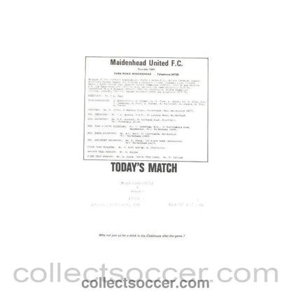 1981 - Maidenhead vChelsea official programme 21/03/1981