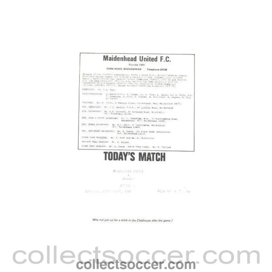 1981 - Maidenhead vChelsea official programme 21/03/1981