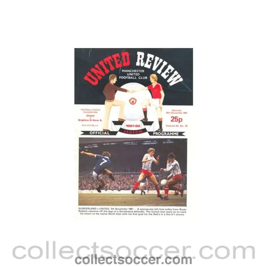 1981 - Manchester United v Brighton & Hove A. official programme 28/11/1981 - Collect Soccer