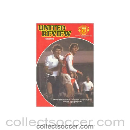 1981 - Manchester United v Brighton & Hove official programme 10/01/1981 - Collect Soccer
