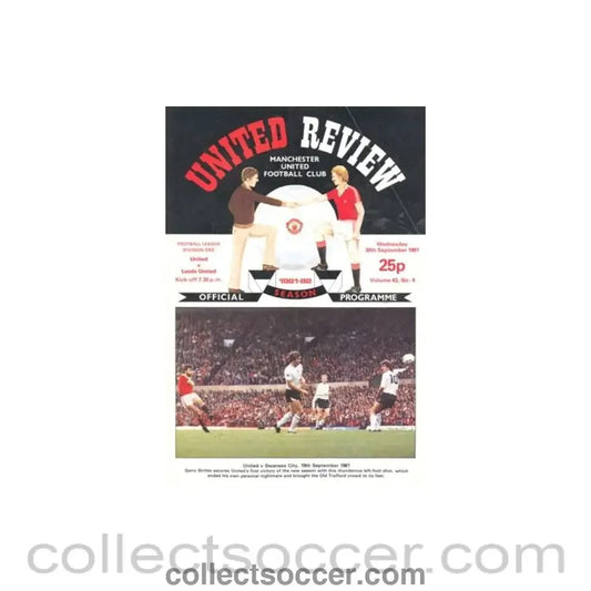 1981 - Manchester United v Leeds United official programme 30/09/1981 - Collect Soccer