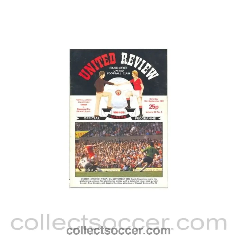 1981 - Manchester United v Swansea City official programme 19/09/1981 - Collect Soccer