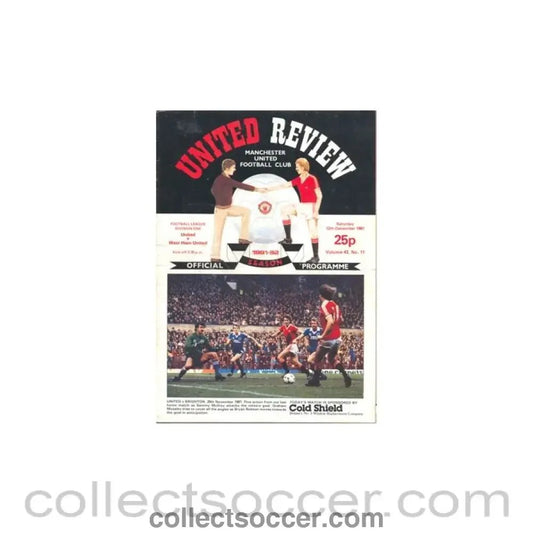1981 - Manchester United v West Ham United official programme 12/12/1981 - Collect Soccer