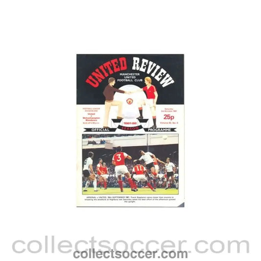 1981 - Manchester United v Wolverhampton Wanderers official programme 03/10/1981 - Collect Soccer