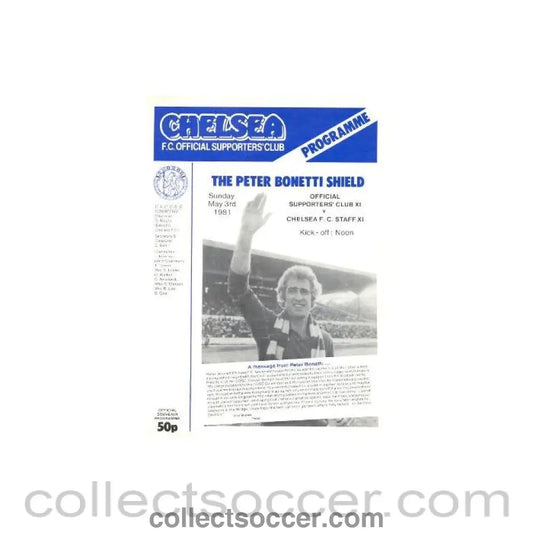 1981 - Official Supporters Club XI vChelsea F.C. Staff XI official programme 03/05/1981