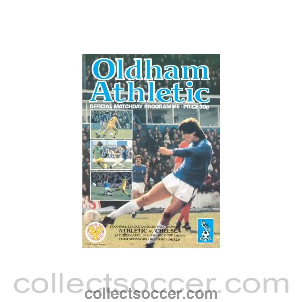 1981 - Oldham Athletic vChelsea official programme 11/04/1981