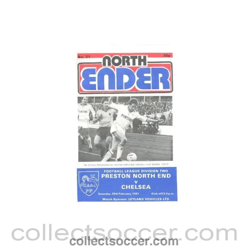 1981 - Preston Northend vChelsea official programme 28/02/1981 - Collect Soccer