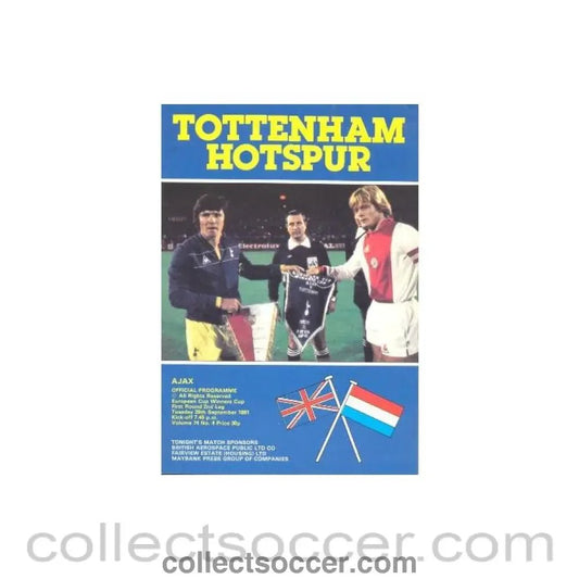 1981 - Tottenham Hotspur v Ajax official programme 29/09/1981 European Cup Winners Cup - Collect Soccer