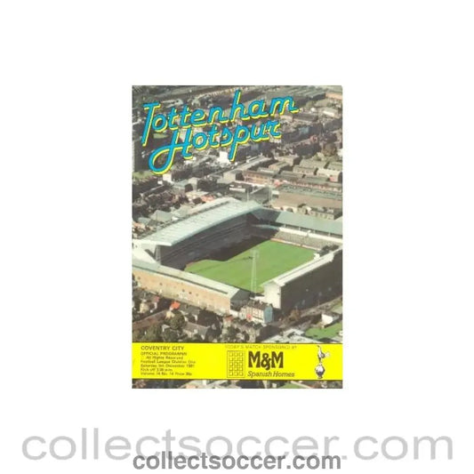 1981 - Tottenham Hotspur v Coventry City official programme 05/12/1981 Football League - Collect Soccer
