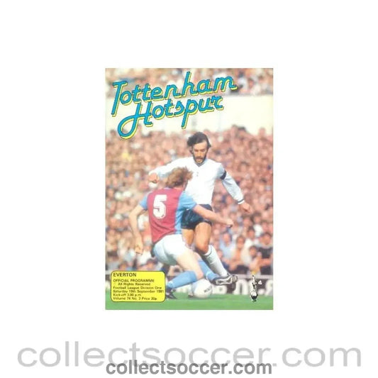 1981 - Tottenham Hotspur v Everton official programme 19/09/1981 Football League - Collect Soccer