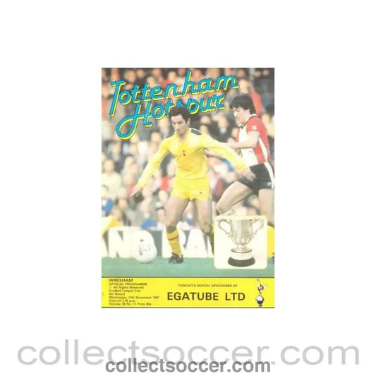 1981 - Tottenham Hotspur v Wrexham official programme 11/11/1981 Football League - Collect Soccer