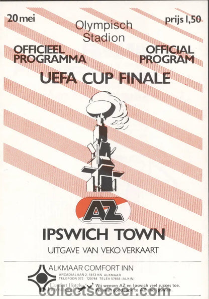 1981 UEFA Cup Final Official Programme AZ Alkmaar V Ipswich Town 2nd Leg