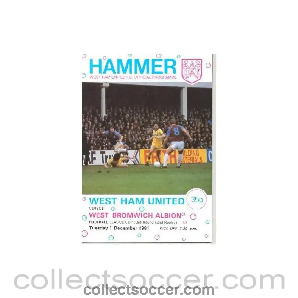 1981 - West Ham United v West Bromwich Albion official programme 01/12/1981 Football League - Collect Soccer