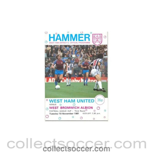 1981 - West Ham United v West Bromwich Albion official programme 10/11/1981 - Collect Soccer